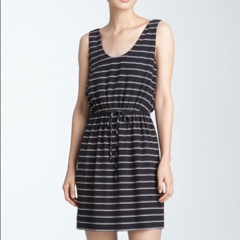Joie Black White Striped Chariot Dress Silk - Picture 2 of 16